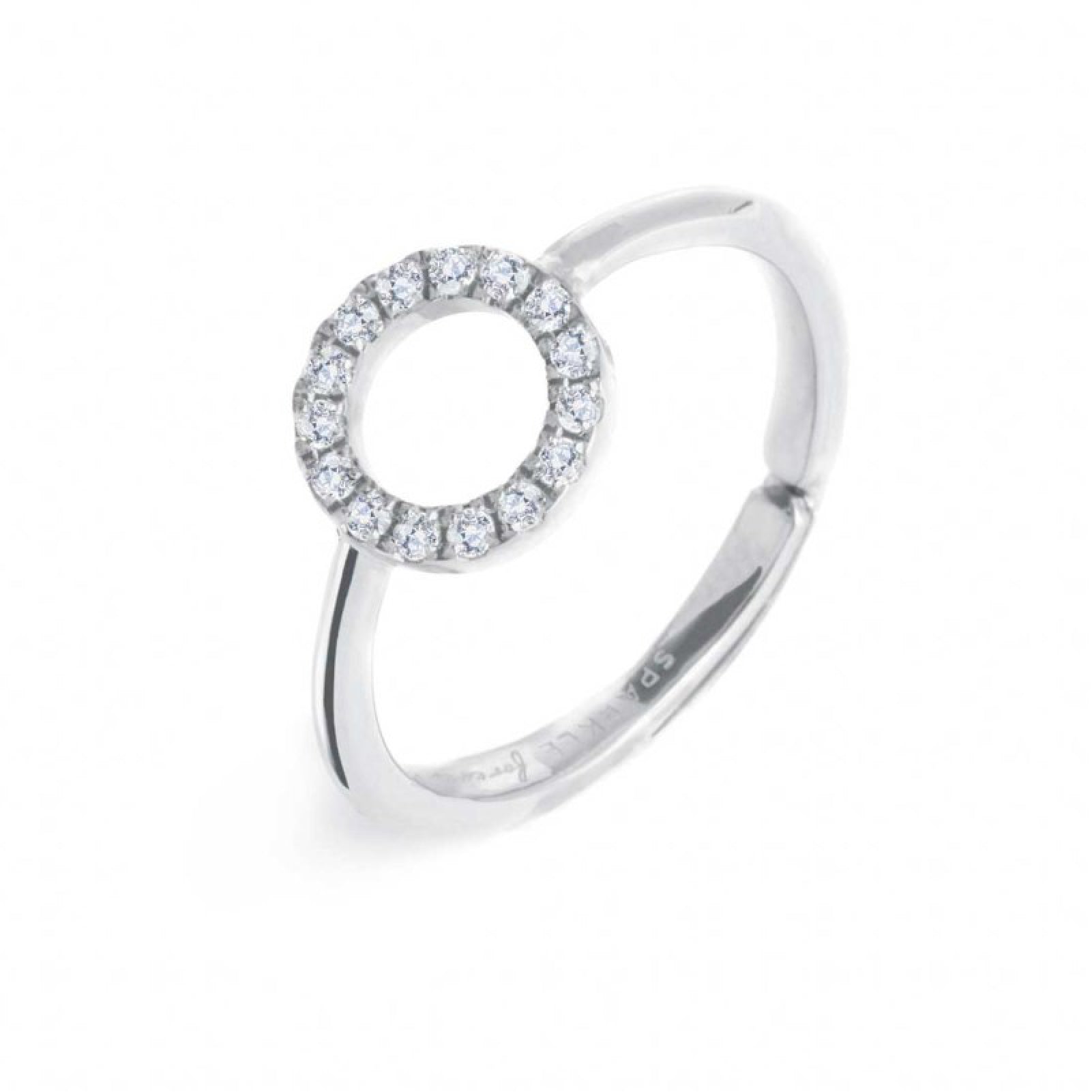 Anello donna Marlù in acciaio con cerchio e zirconi bianchi Regolabile dalla 10 alla 14