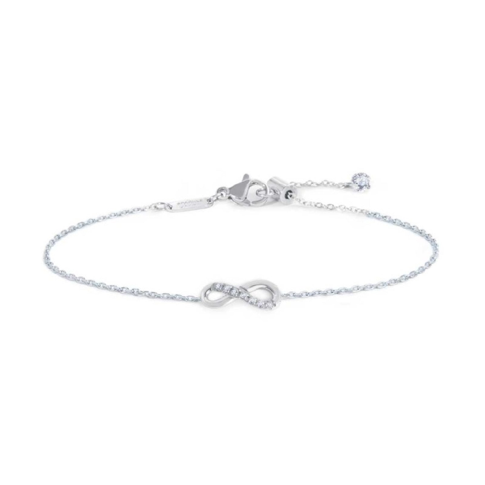 Bracciale donna Marlù in acciaio con infinito e zirconi bianchi Regolabile 14-19 cm