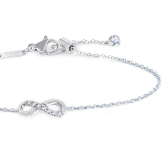 Bracciale donna Marlù in acciaio con infinito e zirconi bianchi Regolabile 14-19 cm