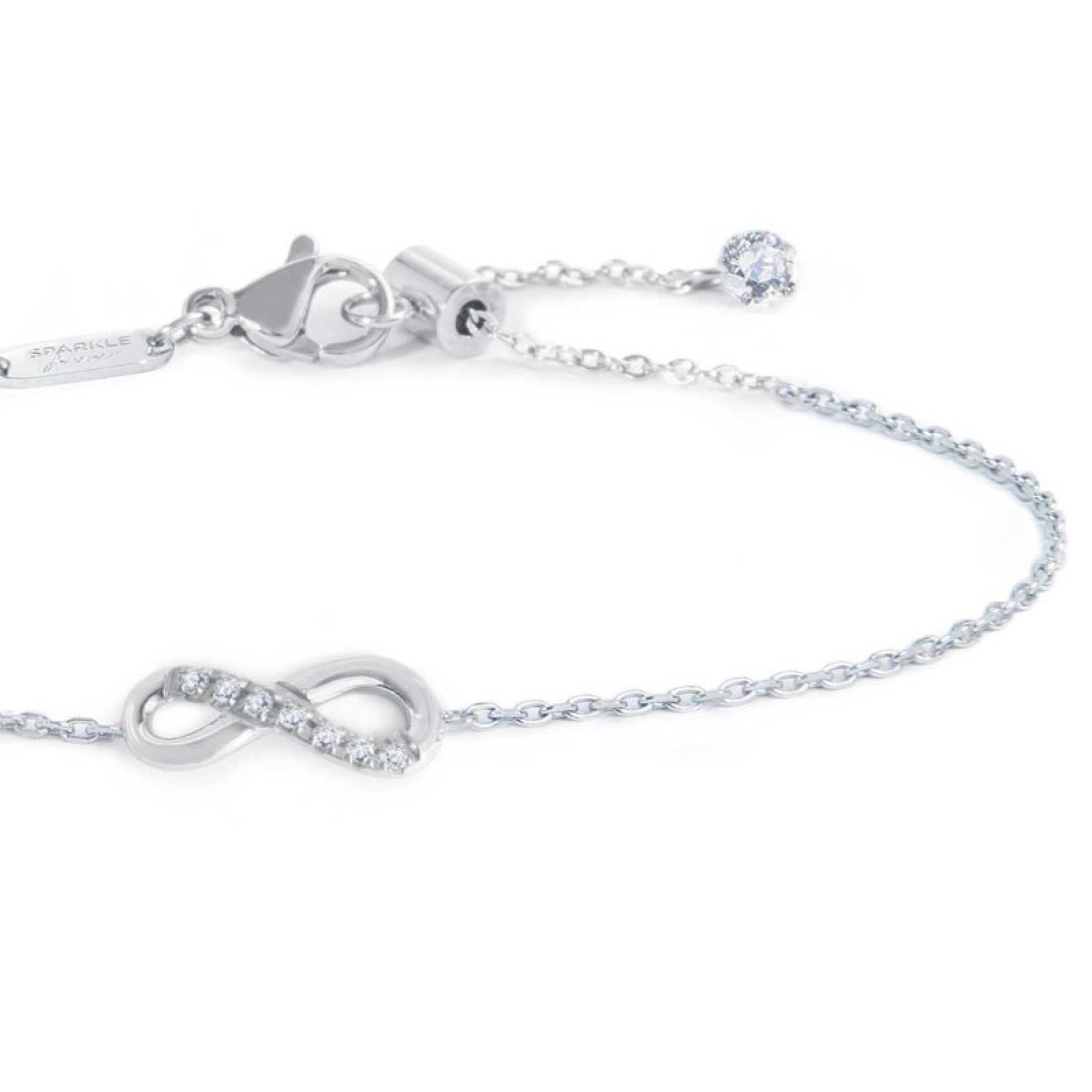 Bracciale donna Marlù in acciaio con infinito e zirconi bianchi Regolabile 14-19 cm