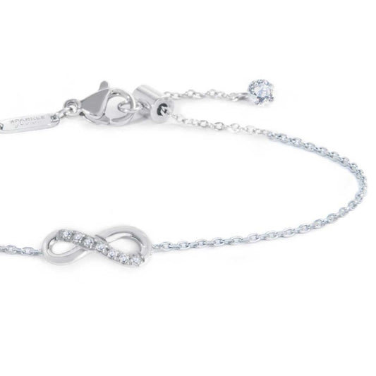 Bracciale donna Marlù in acciaio con infinito e zirconi bianchi Regolabile 14-19 cm