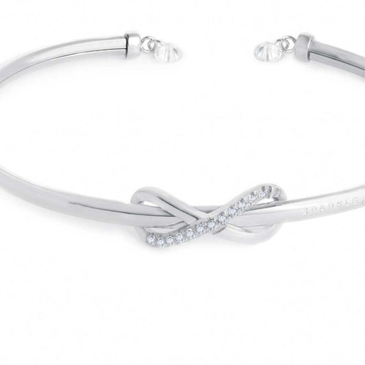 Bracciale rigido Marlù in acciaio con infinito e zirconi bianchi Rigido