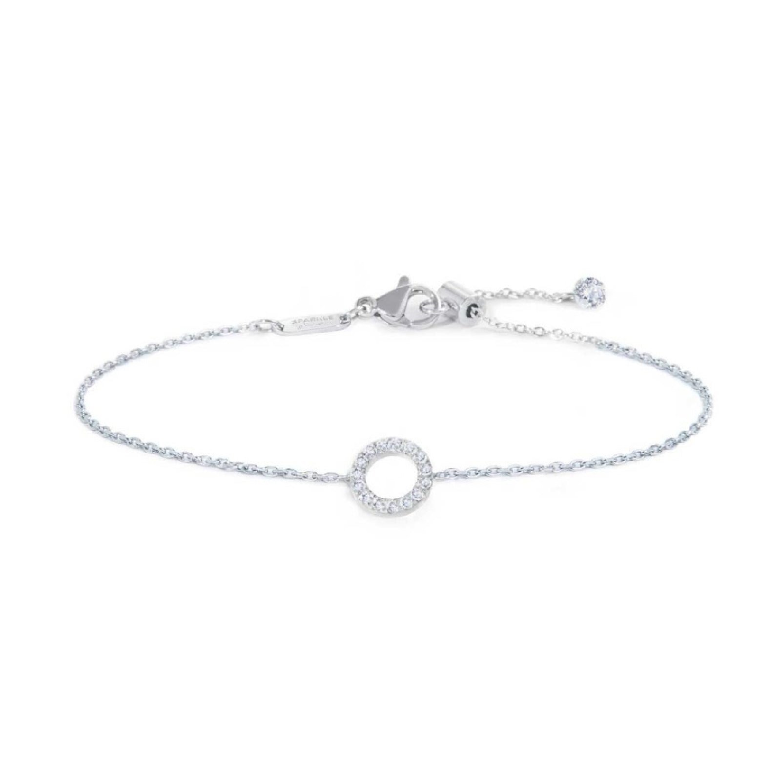Bracciale donna Marlù in acciaio con cerchio e zirconi bianchi Regolabile 14-19 cm