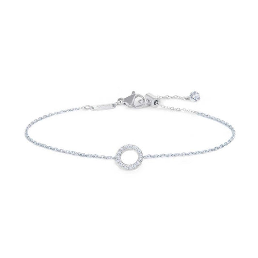 Bracciale donna Marlù in acciaio con cerchio e zirconi bianchi Regolabile 14-19 cm