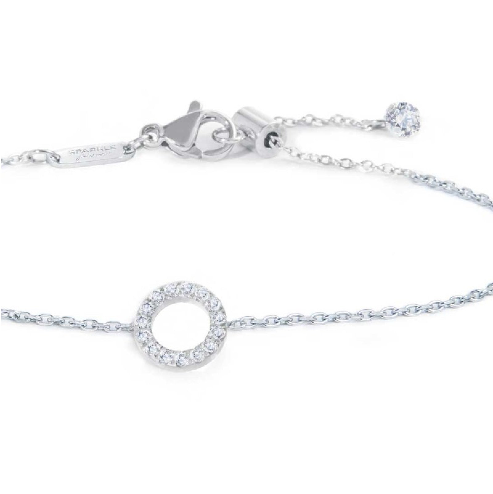 Bracciale donna Marlù in acciaio con cerchio e zirconi bianchi Regolabile 14-19 cm