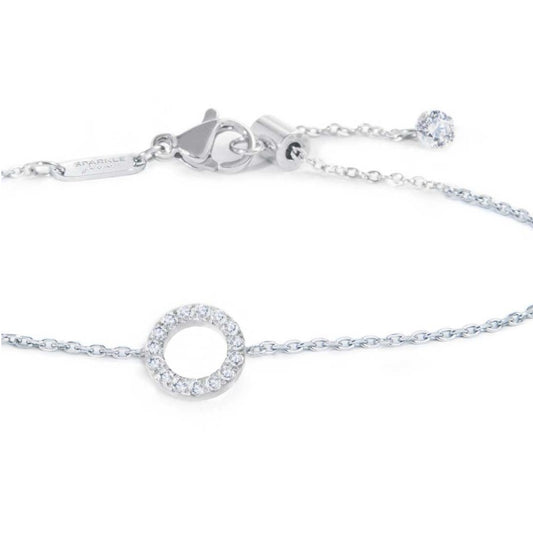 Bracciale donna Marlù in acciaio con cerchio e zirconi bianchi Regolabile 14-19 cm