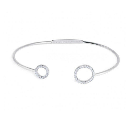 Bracciale rigido Marlù in acciaio con due cerchi e zirconi bianchi S