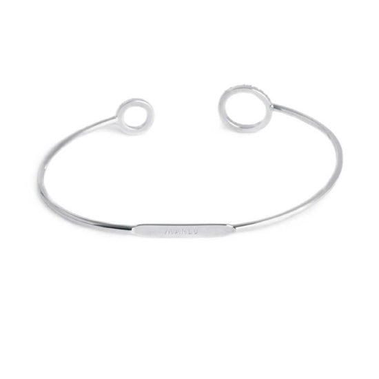 Bracciale rigido Marlù in acciaio con due cerchi e zirconi bianchi S