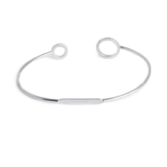 Bracciale rigido Marlù in acciaio con due cerchi e zirconi bianchi S