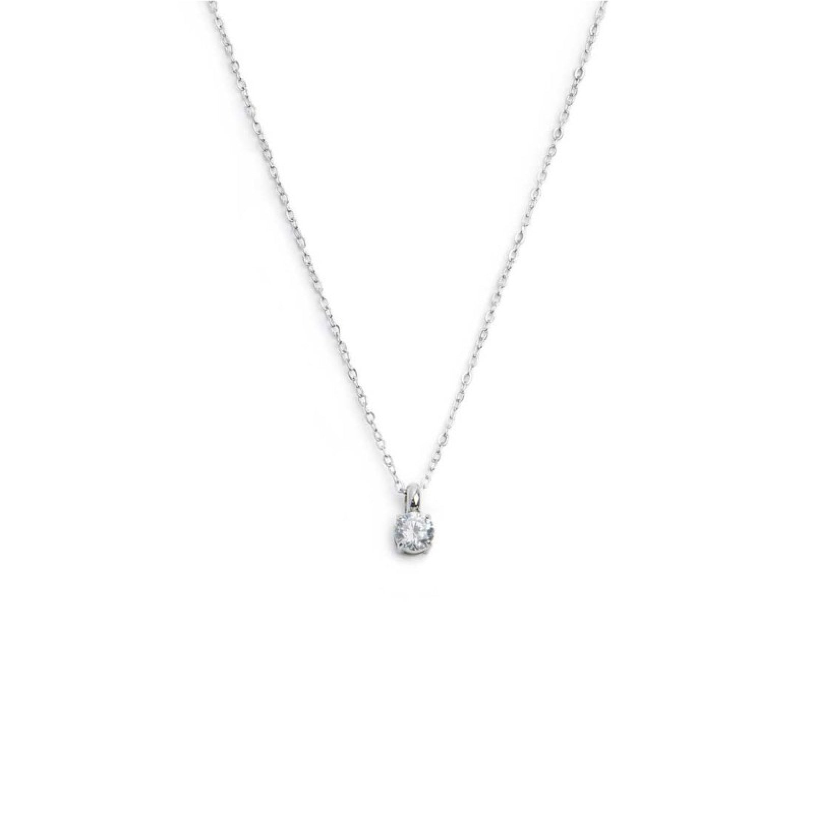 Collana girocollo Marlù in acciaio con zircone bianco centrale MISURA UNICA