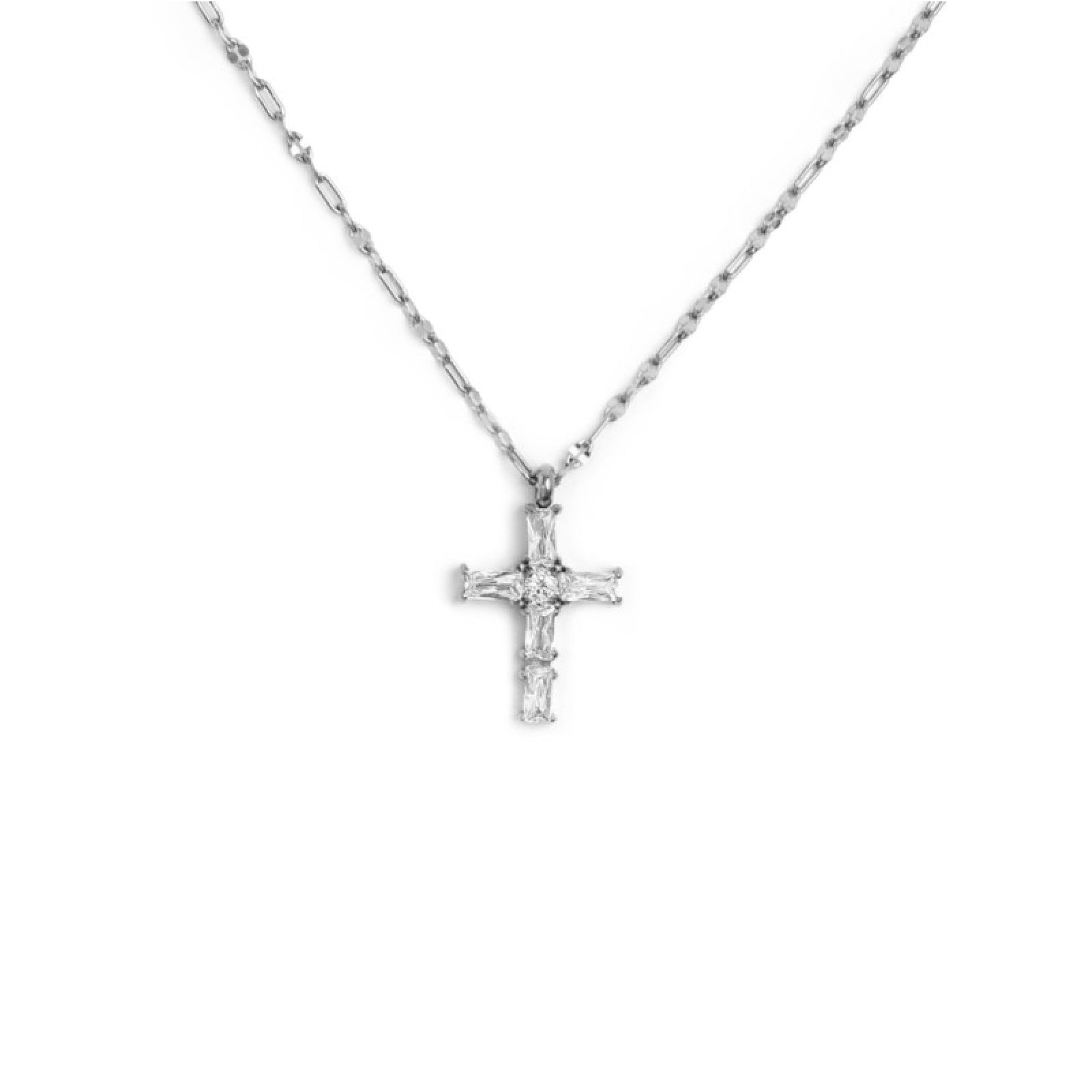 Collana pendente Marlù in acciaio argento e zirconi bianchi MA.31CN0007-W
