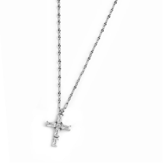 Collana pendente Marlù in acciaio argento e zirconi bianchi MA.31CN0007-W