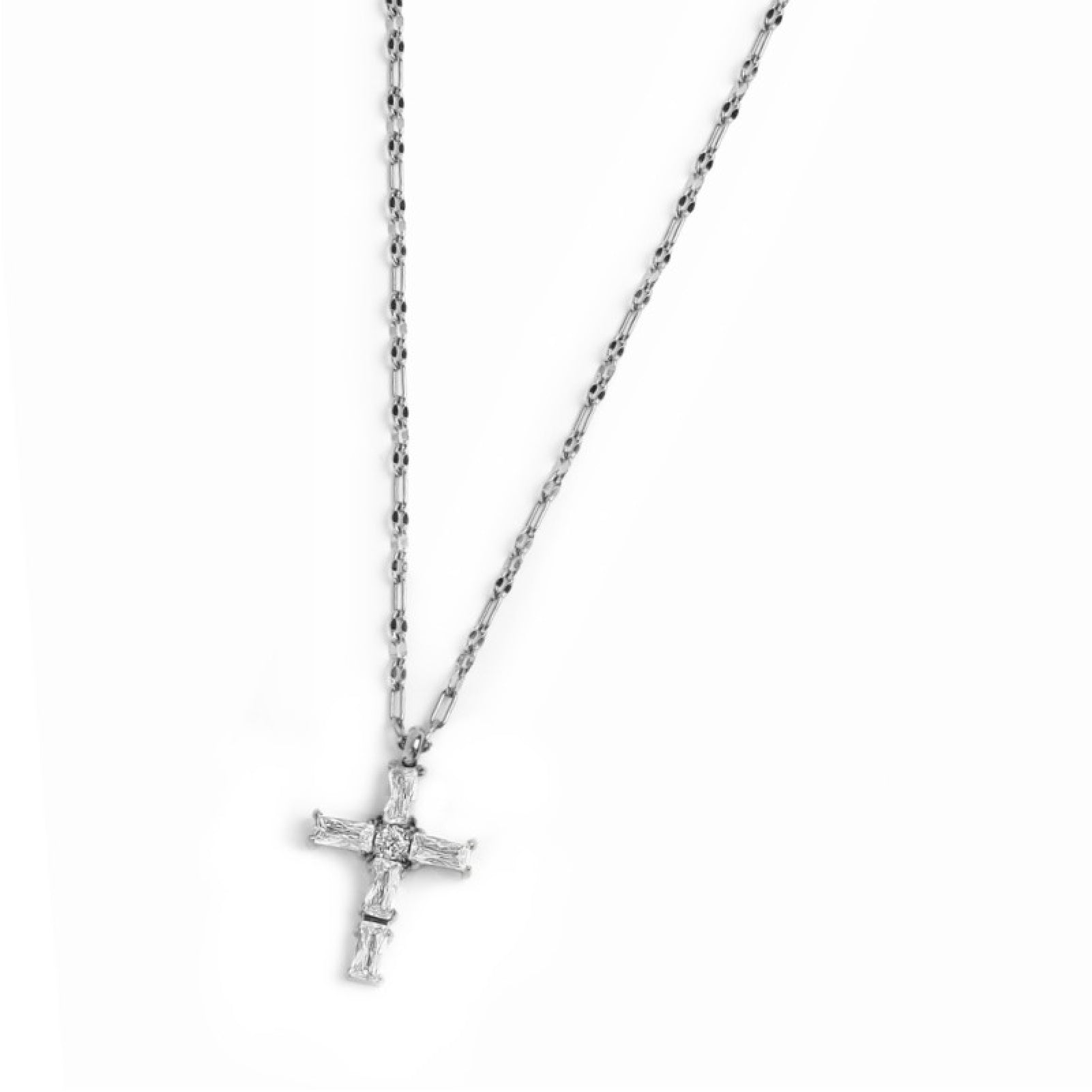 Collana pendente Marlù in acciaio argento e zirconi bianchi MA.31CN0007-W