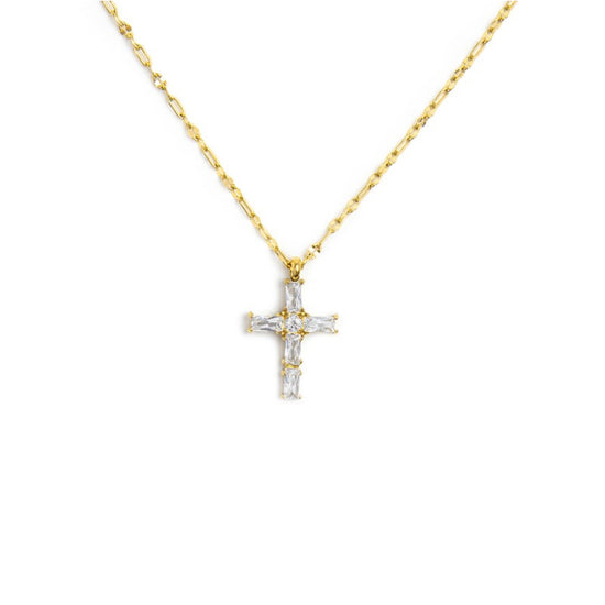 Collana con pendente Marlù in acciaio oro e zirconi bianchi MA.31CN0007G-W