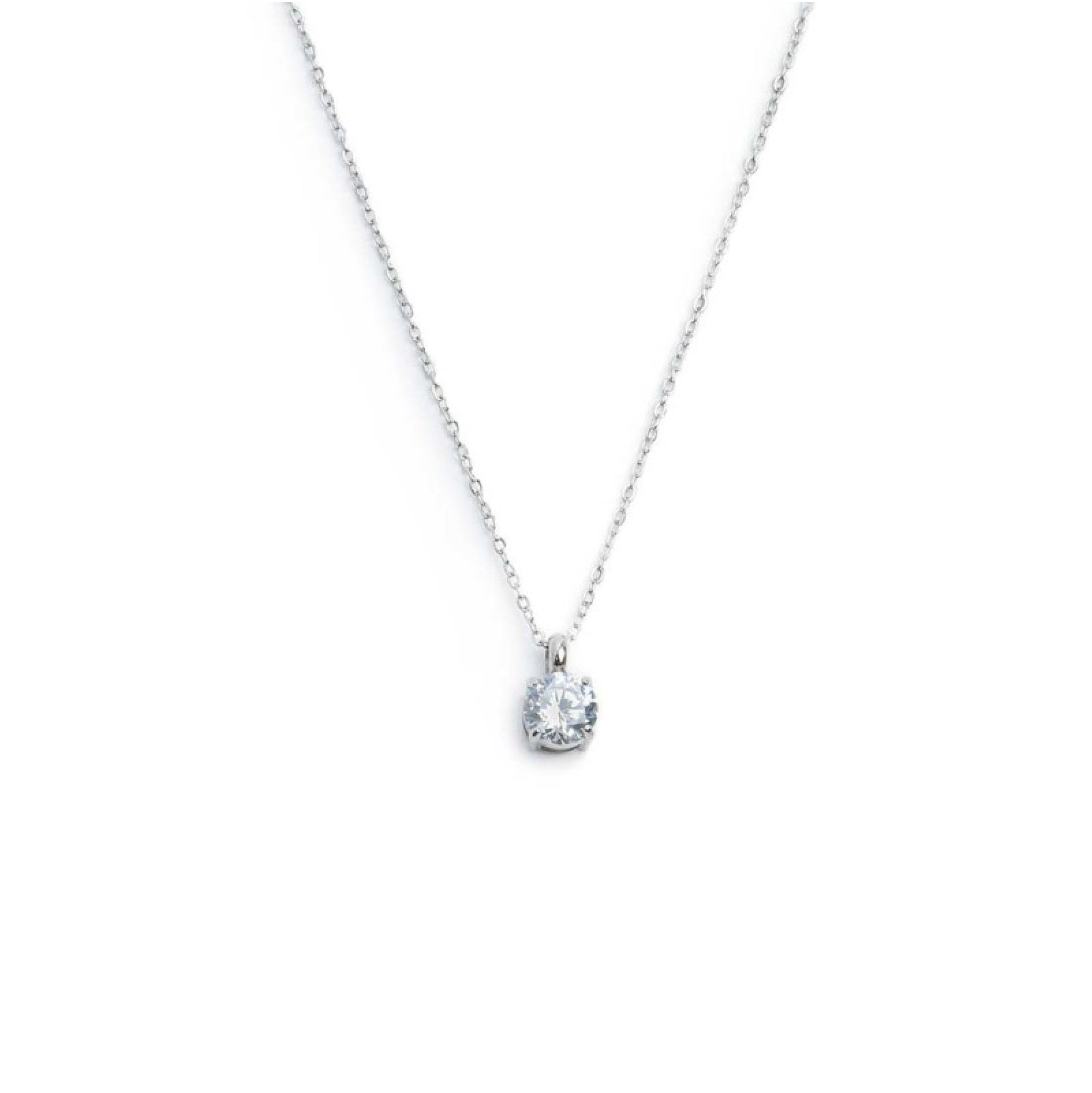 Collana girocollo Marlù in acciaio con zircone centrale 5,25 mm MISURA UNICA