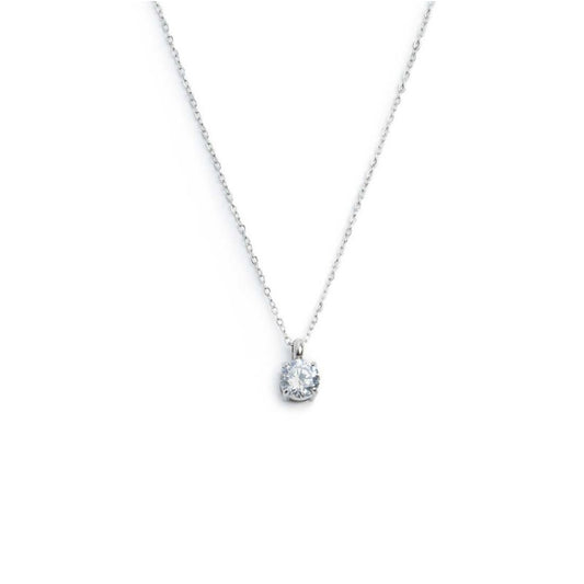 Collana girocollo Marlù in acciaio con zircone centrale 5,25 mm MISURA UNICA
