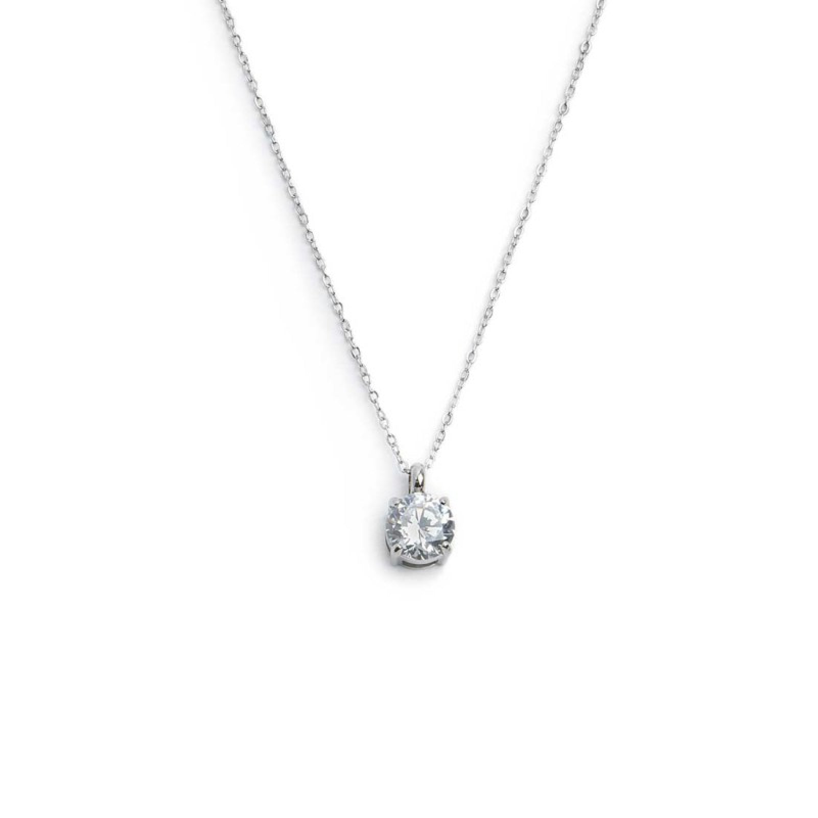 Collana girocollo Marlù in acciaio con zircone centrale 7 mm MISURA UNICA