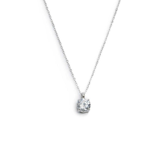 Collana girocollo Marlù in acciaio con zircone centrale 7 mm MISURA UNICA