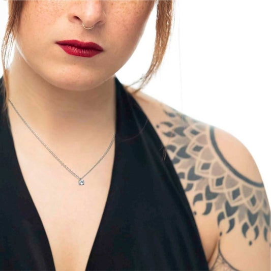 Collana girocollo Marlù in acciaio con zircone centrale 7 mm MISURA UNICA