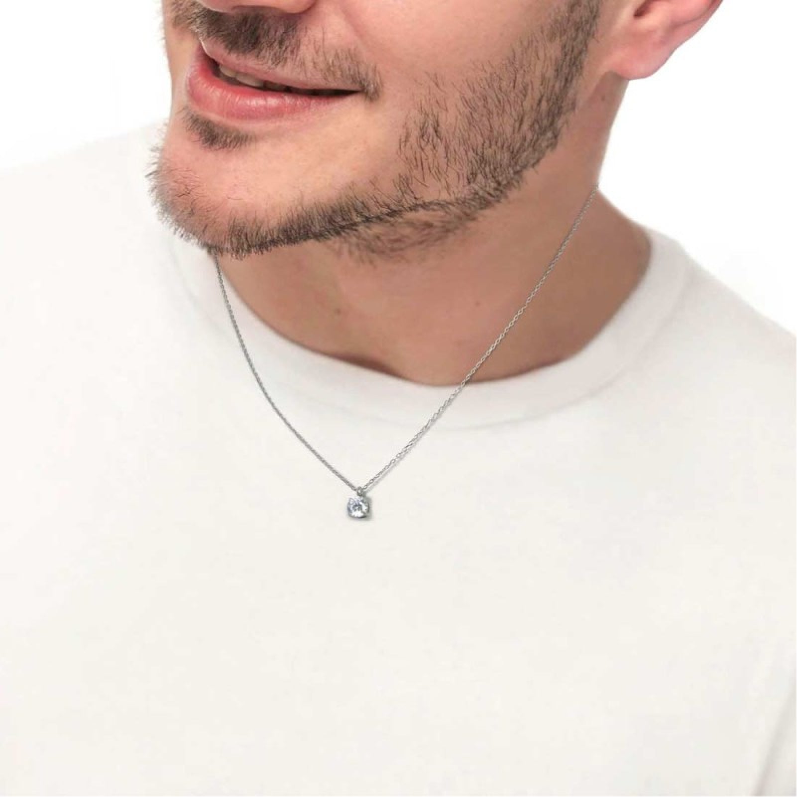 Collana girocollo Marlù in acciaio con zircone centrale 7 mm MISURA UNICA