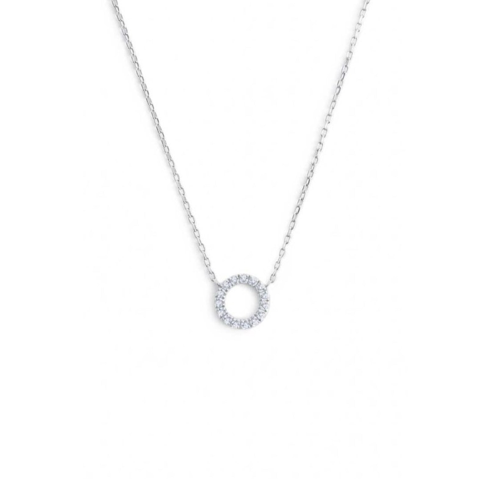 Collana girocollo Marlù in acciaio con cerchio 0,8 cm e zirconi MISURA UNICA