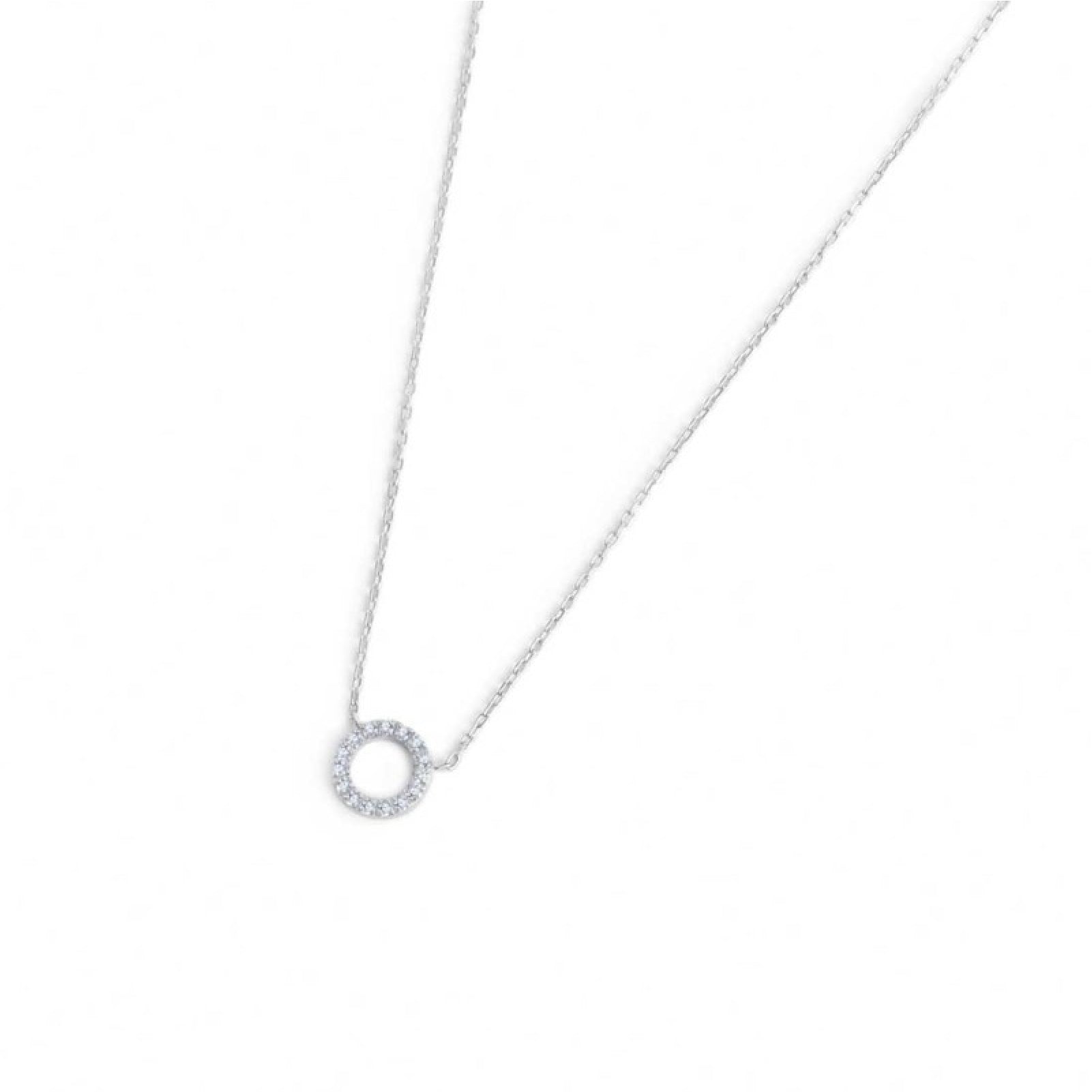 Collana girocollo Marlù in acciaio con cerchio 0,8 cm e zirconi MISURA UNICA