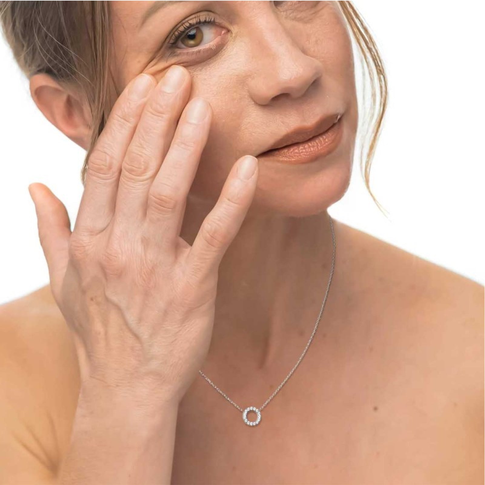 Collana girocollo Marlù in acciaio con cerchio 0,8 cm e zirconi MISURA UNICA