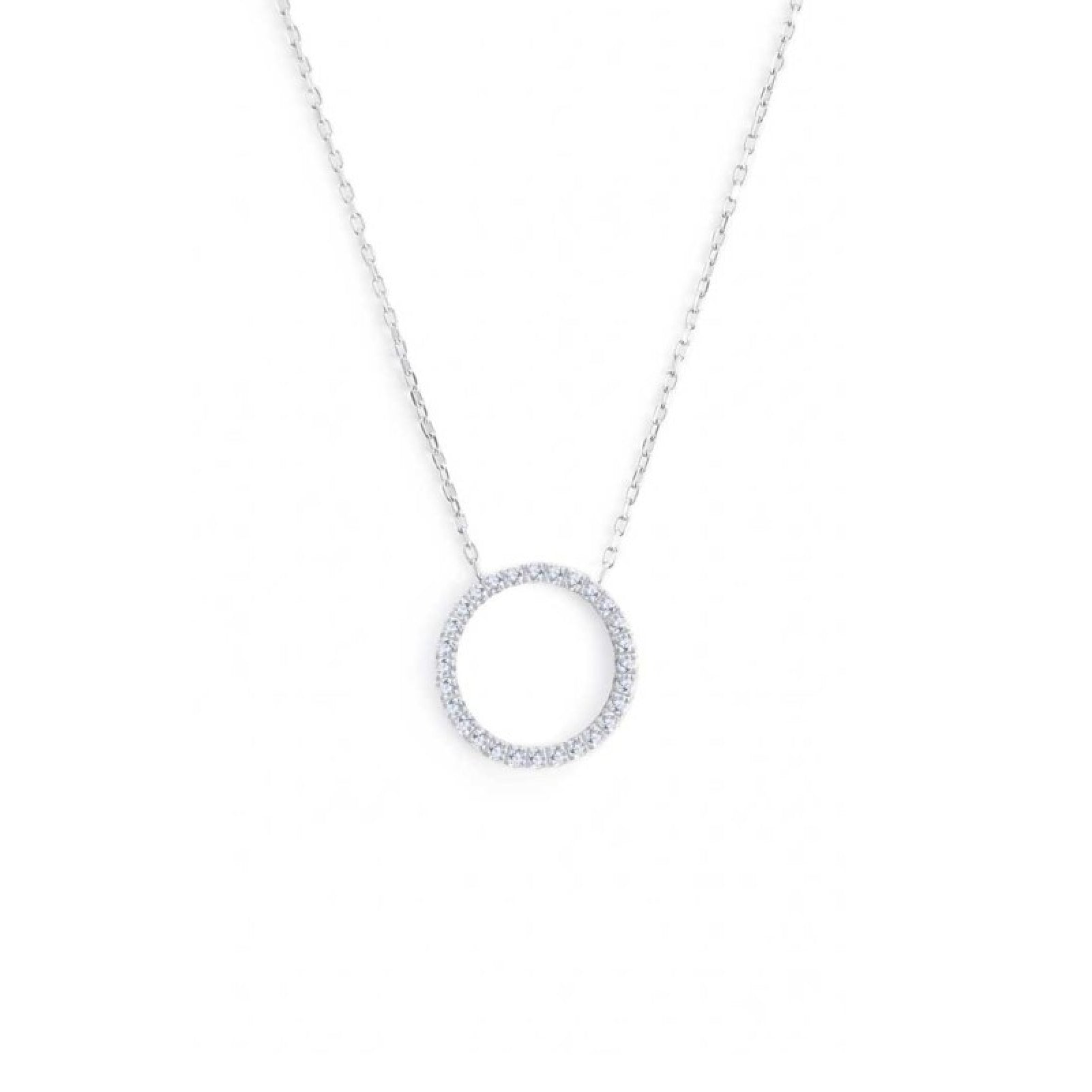 Collana girocollo Marlù in acciaio con cerchio 1,4 cm e zirconi MISURA UNICA