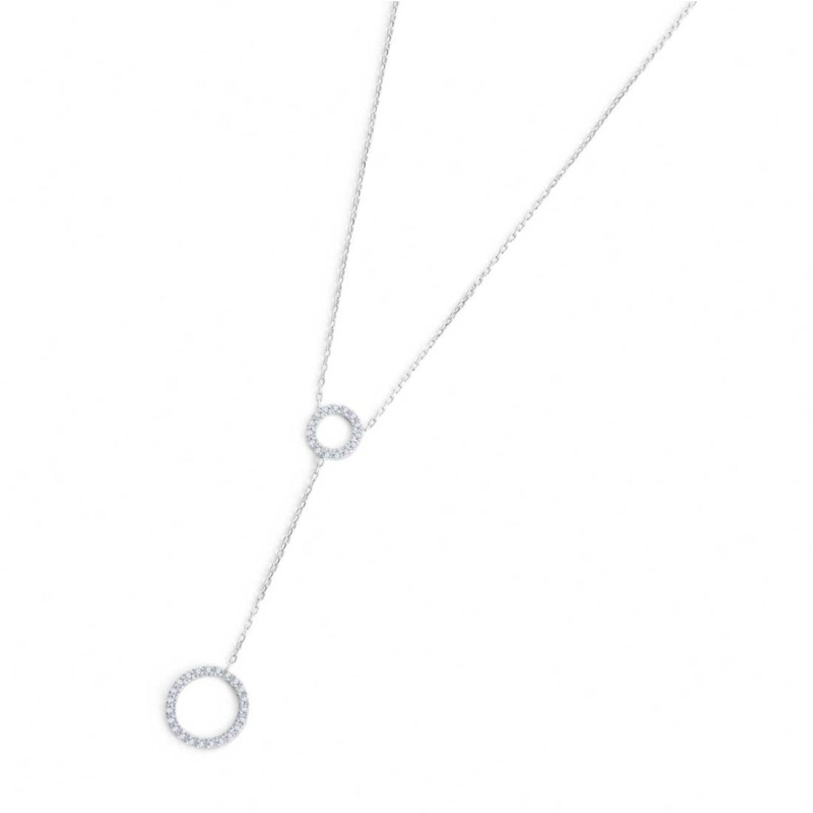 Collana girocollo Marlù in acciaio con due cerchi e zirconi MISURA UNICA