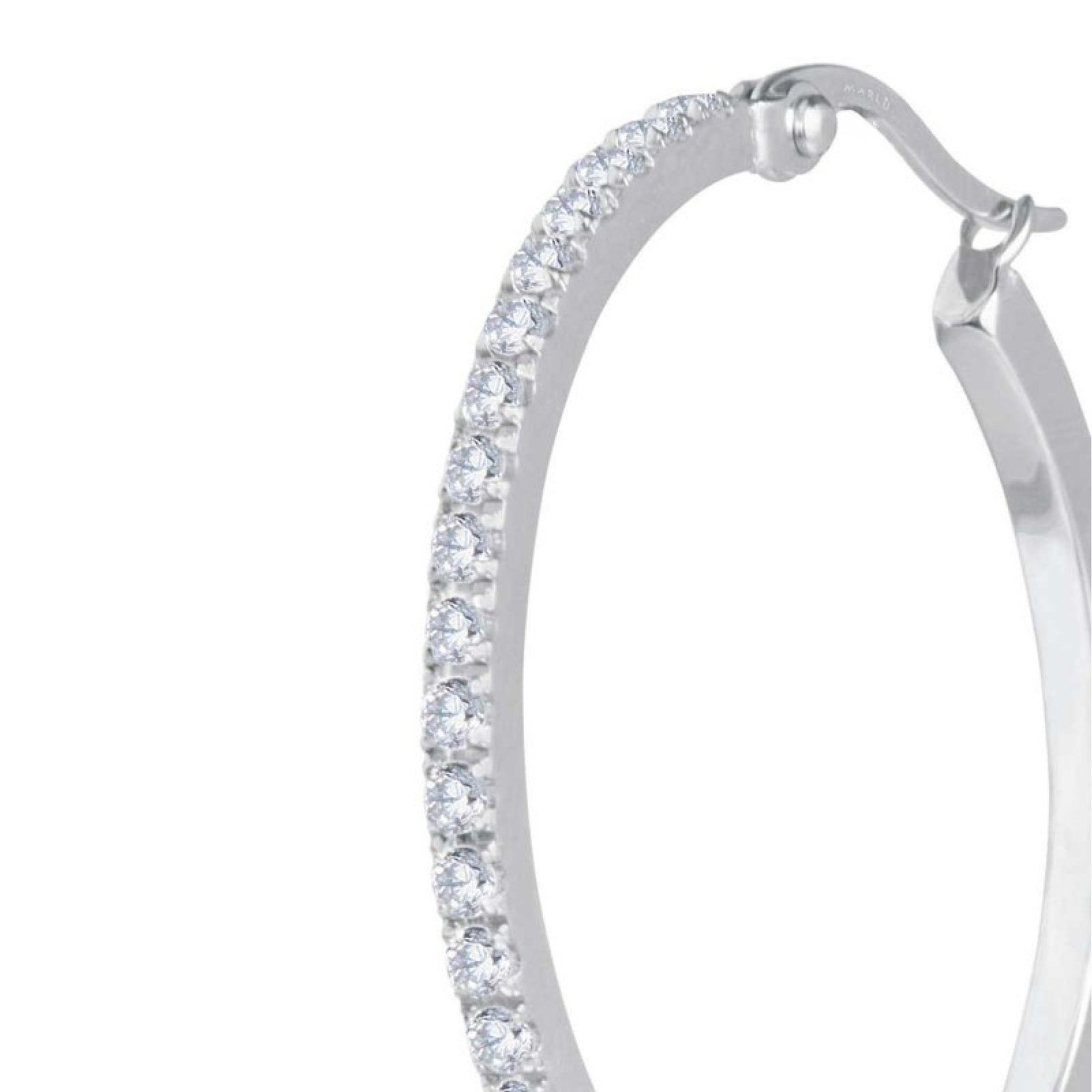 Orecchino Marlù in acciaio a cerchio 32 mm con zirconi MISURA UNICA