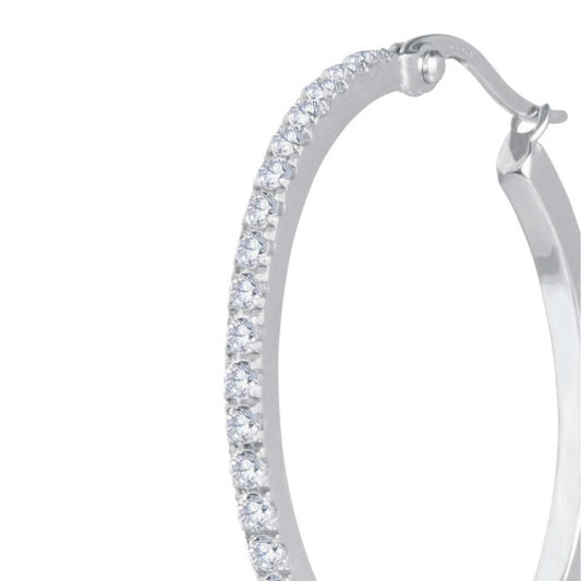 Orecchino Marlù in acciaio a cerchio 32 mm con zirconi MISURA UNICA