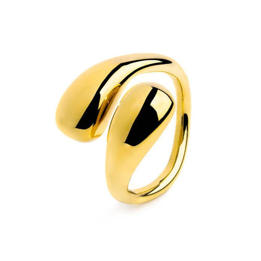 Anello Marlù Vision in acciaio pvd oro a doppia goccia bombato Regolabile dalla 10 alla 13