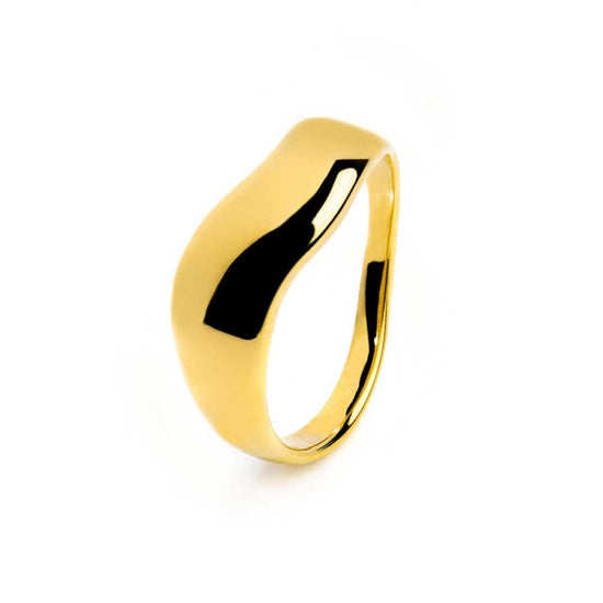 Anello Marlù Vision in acciaio pvd oro a fascia ondulata 10