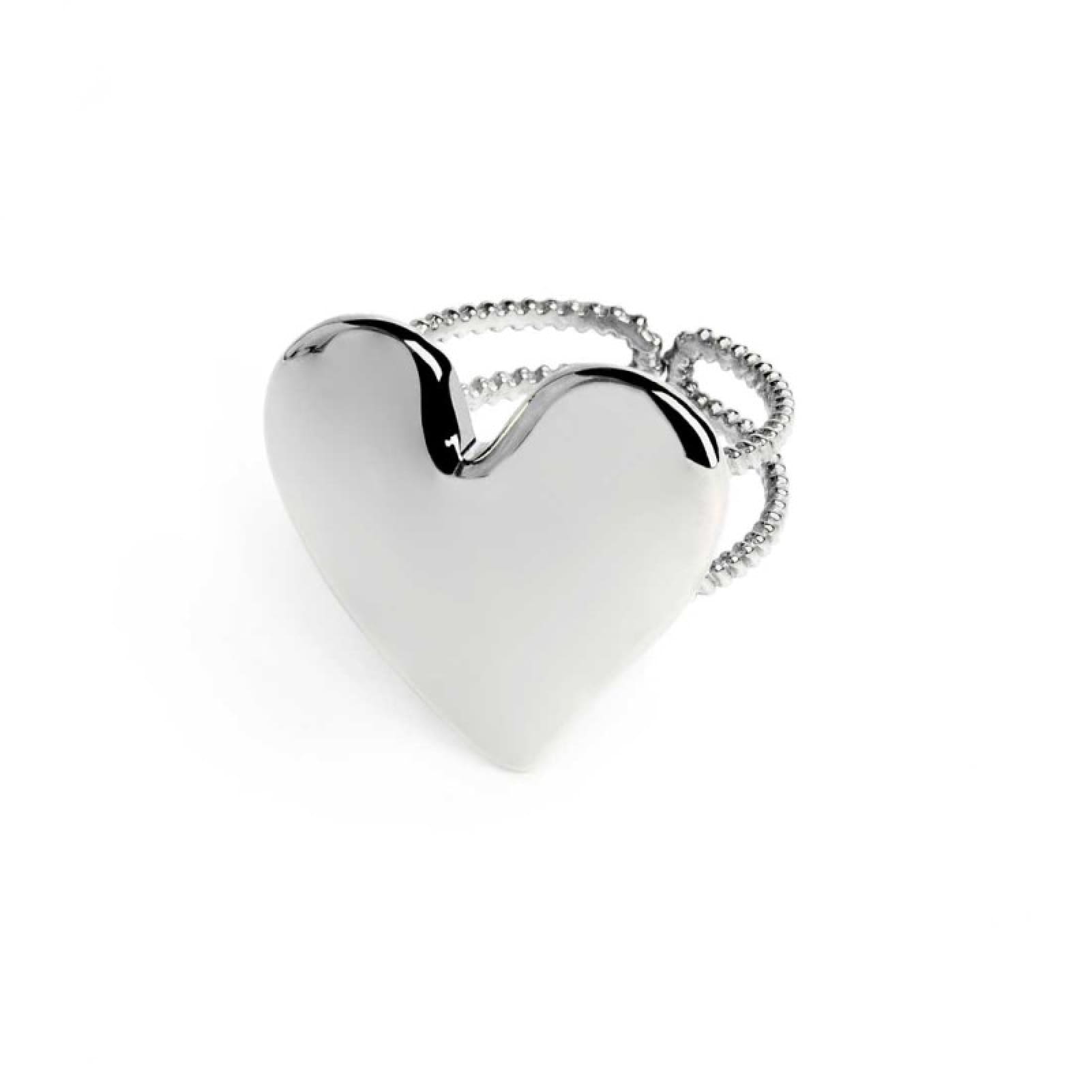 Anello Marlù in acciaio doppia fascia con cuore martellato Regolabile dalla 10 alla 14