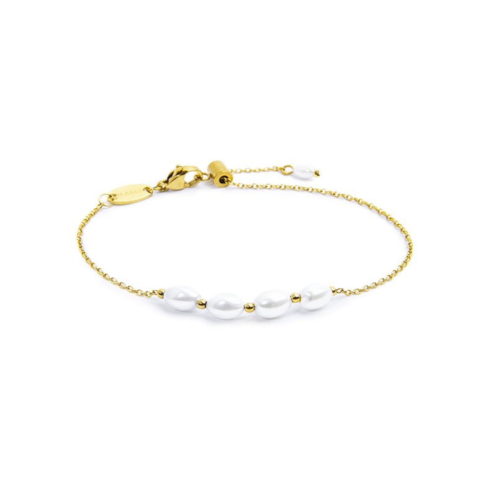 Bracciale catena da donna Marlù in acciaio dorato con perle Regolabile dalla 15 alla 19
