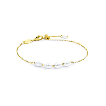 Bracciale catena da donna Marlù in acciaio dorato con perle Regolabile dalla 15 alla 19