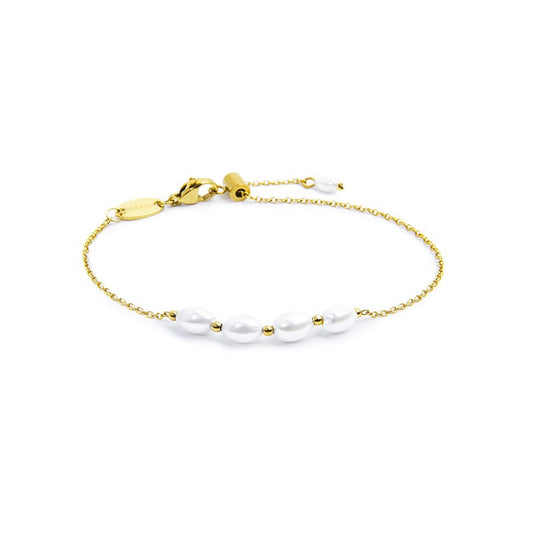 Bracciale catena da donna Marlù in acciaio dorato con perle Regolabile dalla 15 alla 19