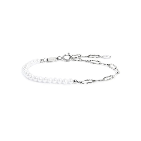 Bracciale catena da donna Marlù in acciaio rodiato con perline Regolabile dalla 15 alla 19