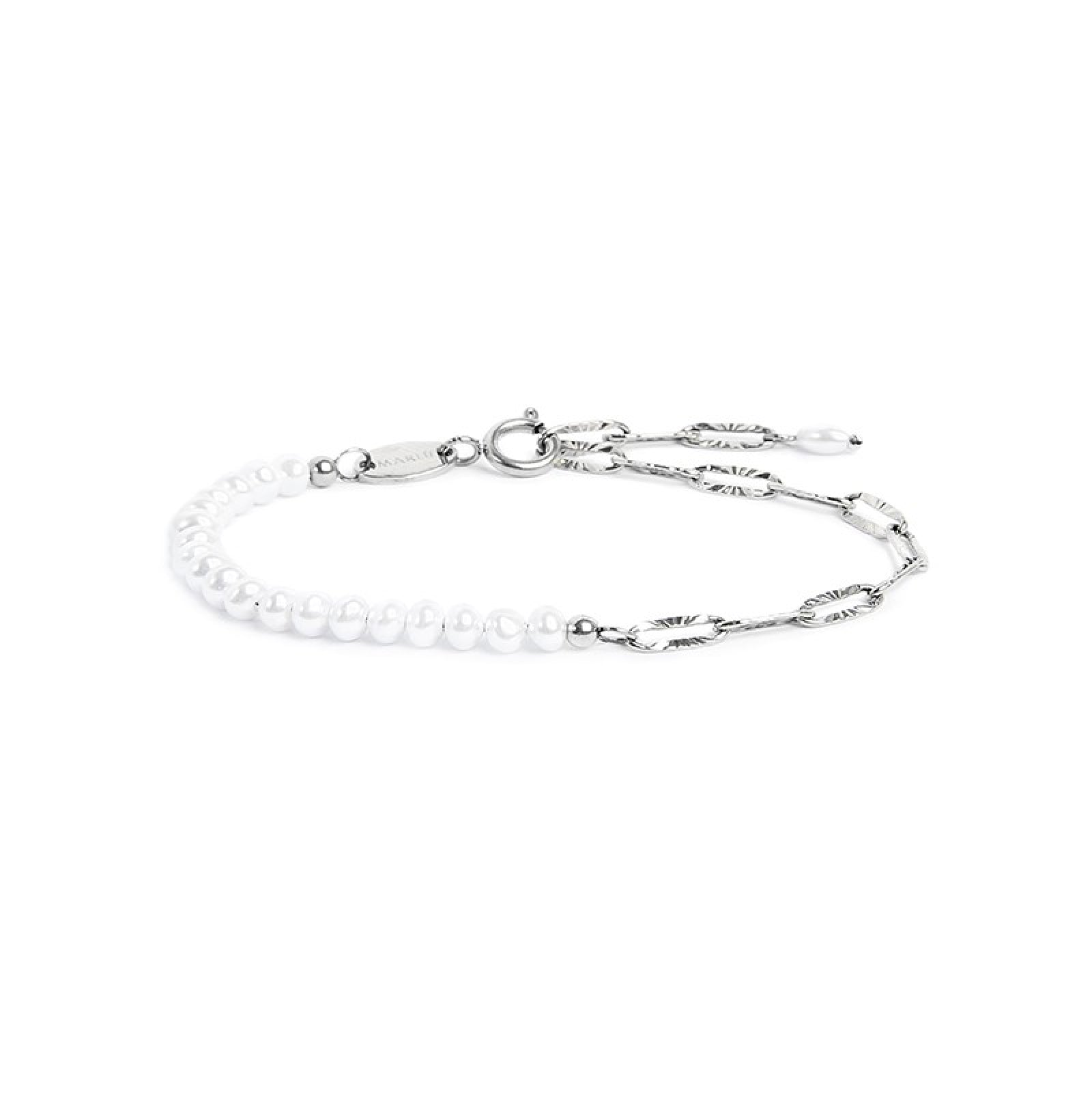Bracciale catena da donna Marlù in acciaio rodiato con perline Regolabile dalla 15 alla 19