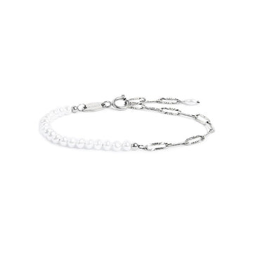 Bracciale catena da donna Marlù in acciaio rodiato con perline Regolabile dalla 15 alla 19