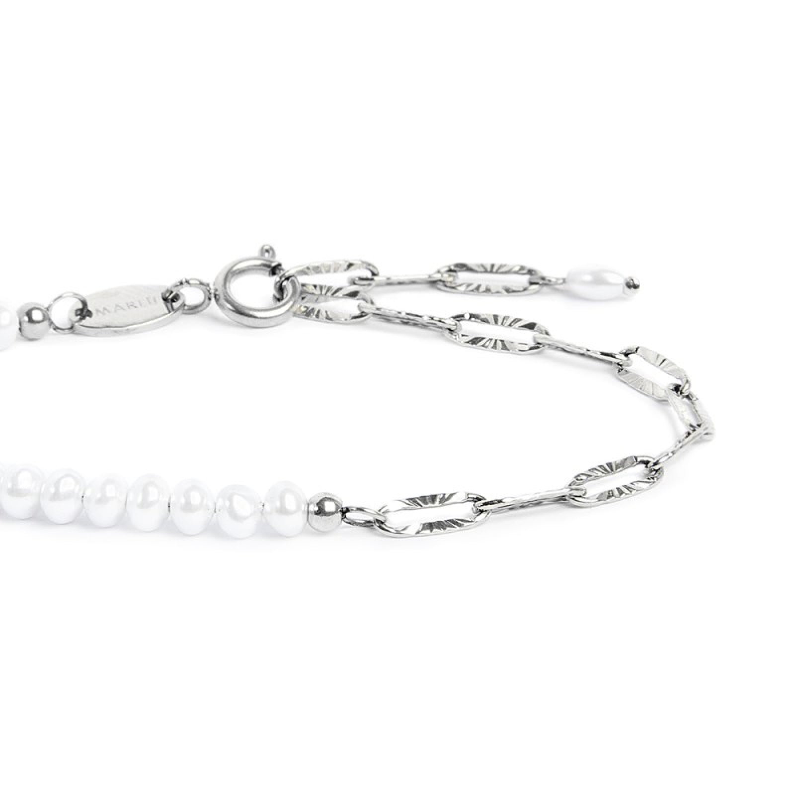 Bracciale catena da donna Marlù in acciaio rodiato con perline Regolabile dalla 15 alla 19
