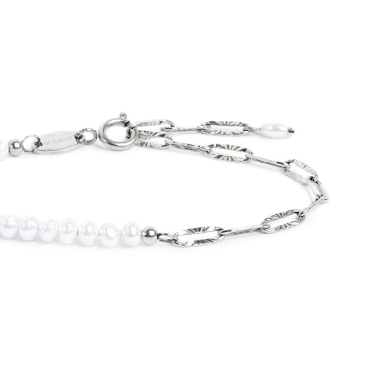 Bracciale catena da donna Marlù in acciaio rodiato con perline Regolabile dalla 15 alla 19