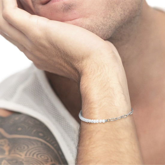 Bracciale catena da donna Marlù in acciaio rodiato con perline Regolabile dalla 15 alla 19