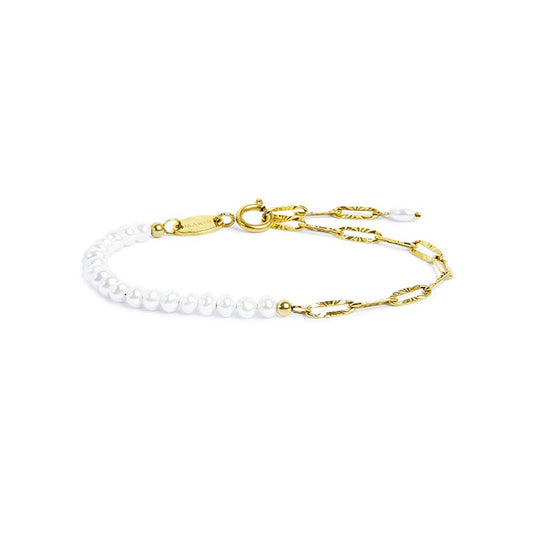 Bracciale catena da donna Marlù in acciaio dorato con perline Regolabile dalla 15 alla 19
