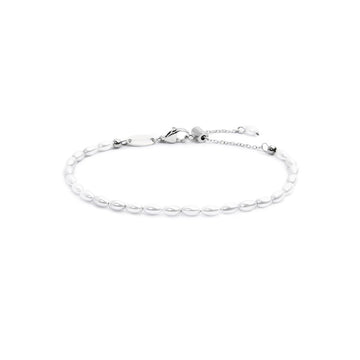 Bracciale catena da donna Marlù in acciaio rodiato perle ovali Regolabile dalla 15 alla 19