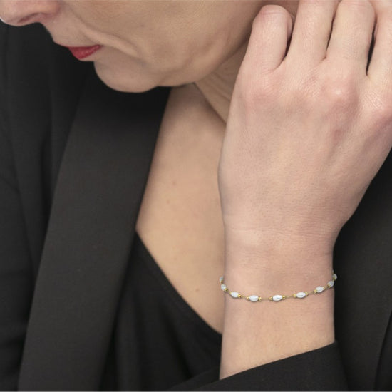 Bracciale catena da donna Marlù acciaio dorato pallini e perle Regolabile dalla 15 alla 19