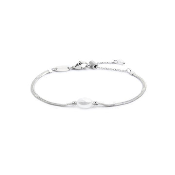 Bracciale catena snake da donna Marlù acciaio con perla Regolabile dalla 15 alla 19