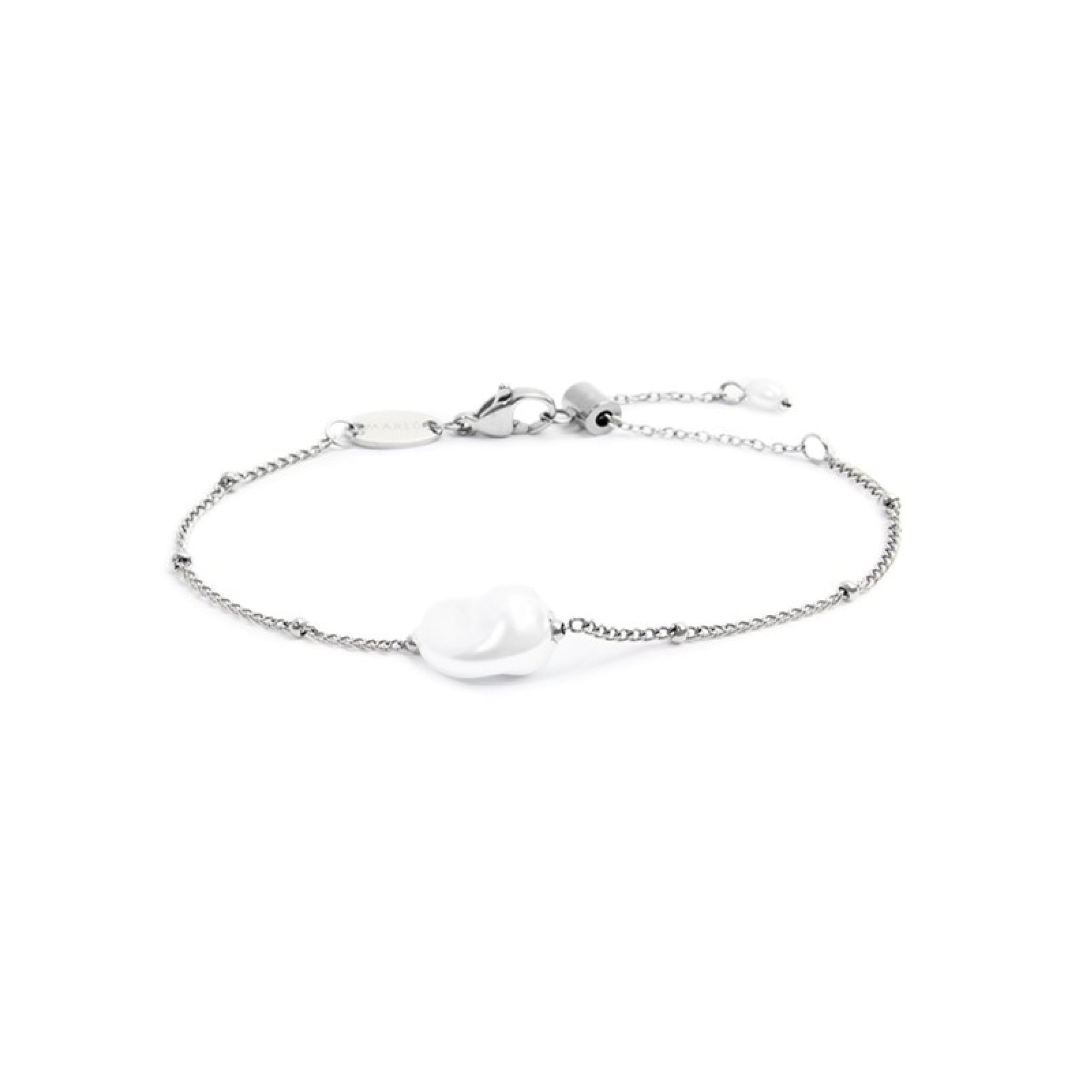Bracciale catena grumetta da donna Marlù acciaio con perla Regolabile dalla 15 alla 19