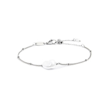 Bracciale catena grumetta da donna Marlù acciaio con perla Regolabile dalla 15 alla 19