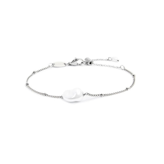 Bracciale catena grumetta da donna Marlù acciaio con perla Regolabile dalla 15 alla 19